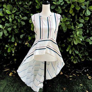 English Factory Dramatic Sleeveless High Low Poplin Striped Shirt M